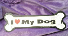 I Love My Dog Dog Bone Car Magnet - 1.5 x7" Dog Bone Auto Truck Decal Magnet