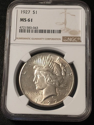 1927 Low Mintage Peace Silver Dollar, NGC MS 61