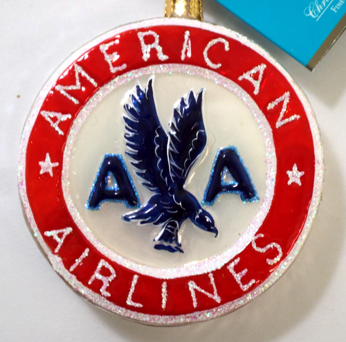 Christopher Radko American Airlines AA Medallion Christmas Glass Ornament Tags - Picture 3 of 13