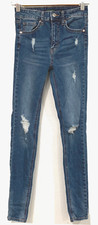 Wild Fable Highest Rise Skinny Jeans Blue Stretch Distressed Holes 24x27.5 Sz 00