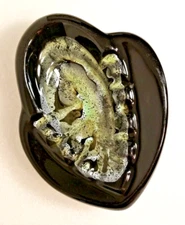 Vintage MCM Ashtray Ceramic drip glaze Artistic Design Black & Green 8.25"    H1