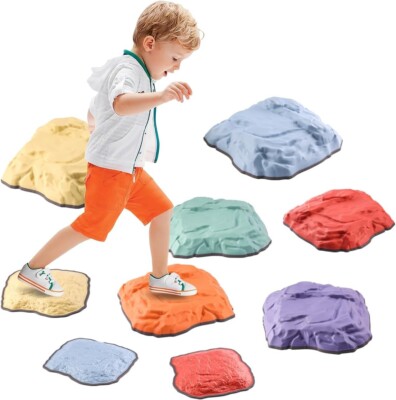Balance Trittsteine für Kinder 9 Stück, robuste Kunststeine simulieren die Natur NEU