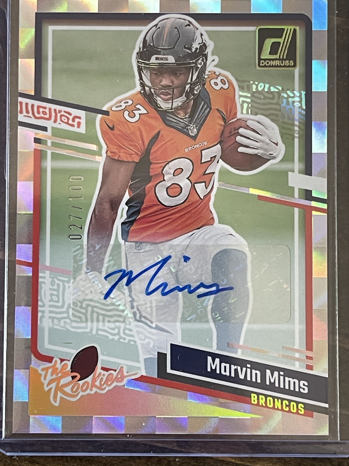 2023 Panini Donruss Marvin Mims #19 Auto /100 The Rookies RC Denver Broncos