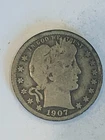 1907 o Barber Quarter