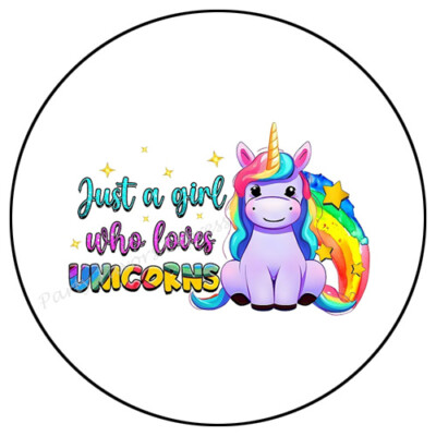 JUST A GIRL WHO LOVES UNICORNS ENVELOPE SEALS LABELS STICKERS PARTY FAVORS