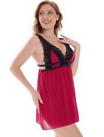 Womens Lingerie Sheer Lace Mini Babydoll Teddy Sexy Dress Set Backless Sleepwear