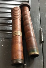 Vintage Industrial Wood Spools Handmade in England Set of 2 Wooden Thread Spools