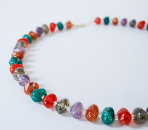 Vintage Women Nugget Bead Necklace 24" Boho Retro Art Teacher Grandmacore - Picture 7 of 13