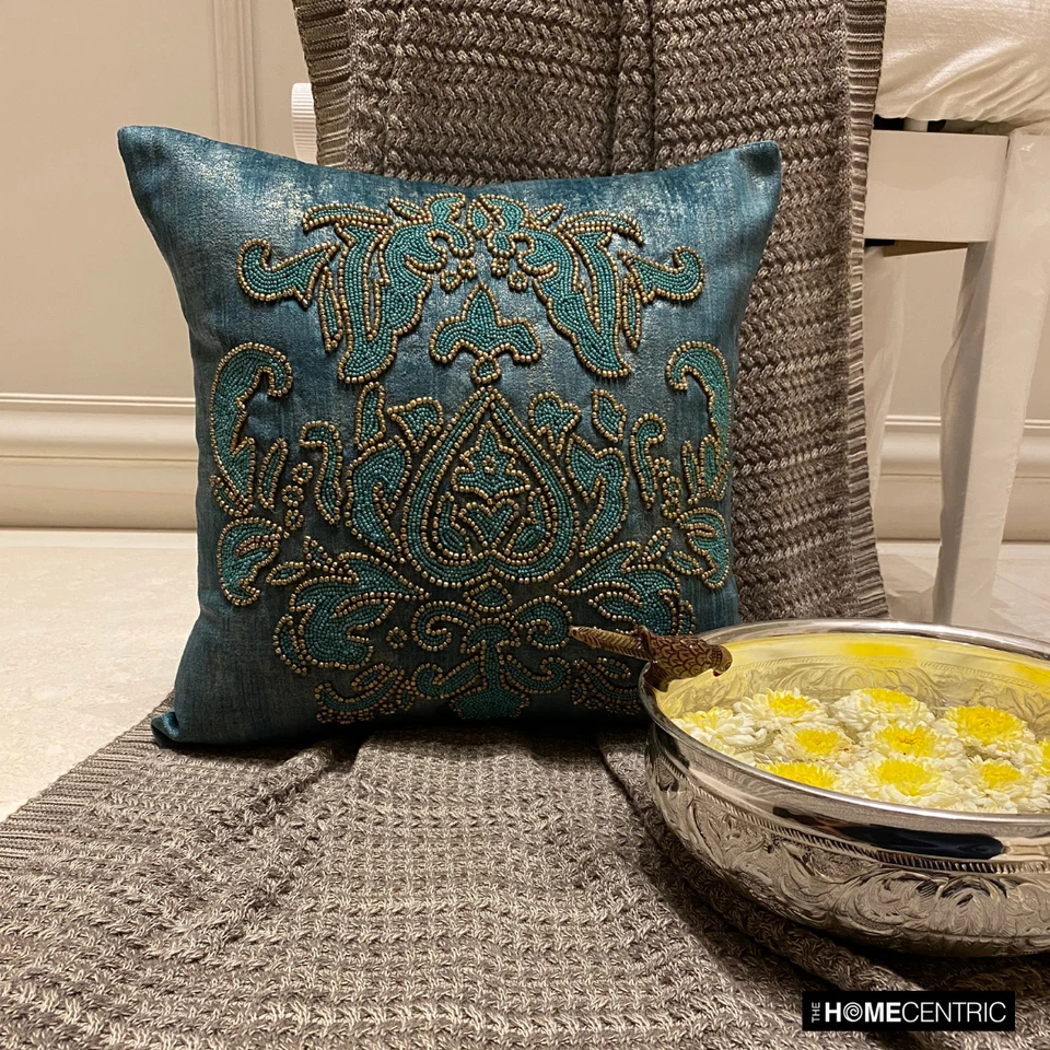 Square Couch Pillow Case Teal 16"x16", Home Decor Faux Suede - Aureate Teal - Image 3 of 4