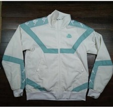 Kappa Vintage Women’s Zip Up Windbreaker Jacket White/baby Blue 90s Size Medium