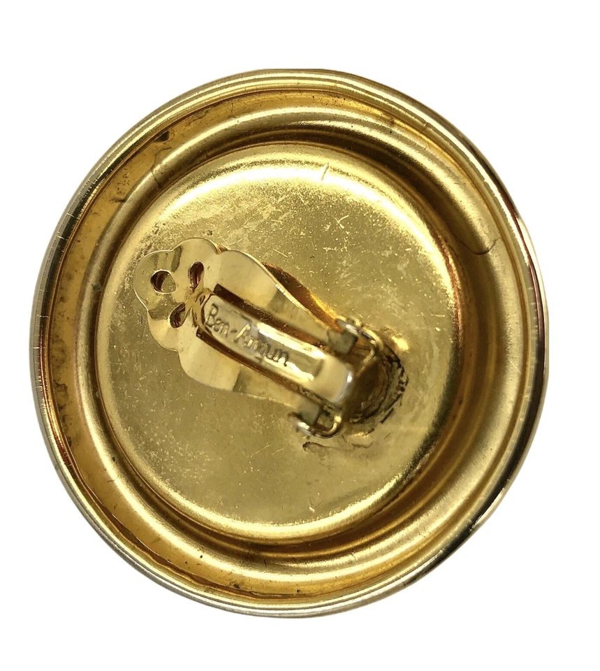 Pendientes Ben Amón Moneda Plata Chapado en Oro Clip-On Declaración Foto 4 de 4