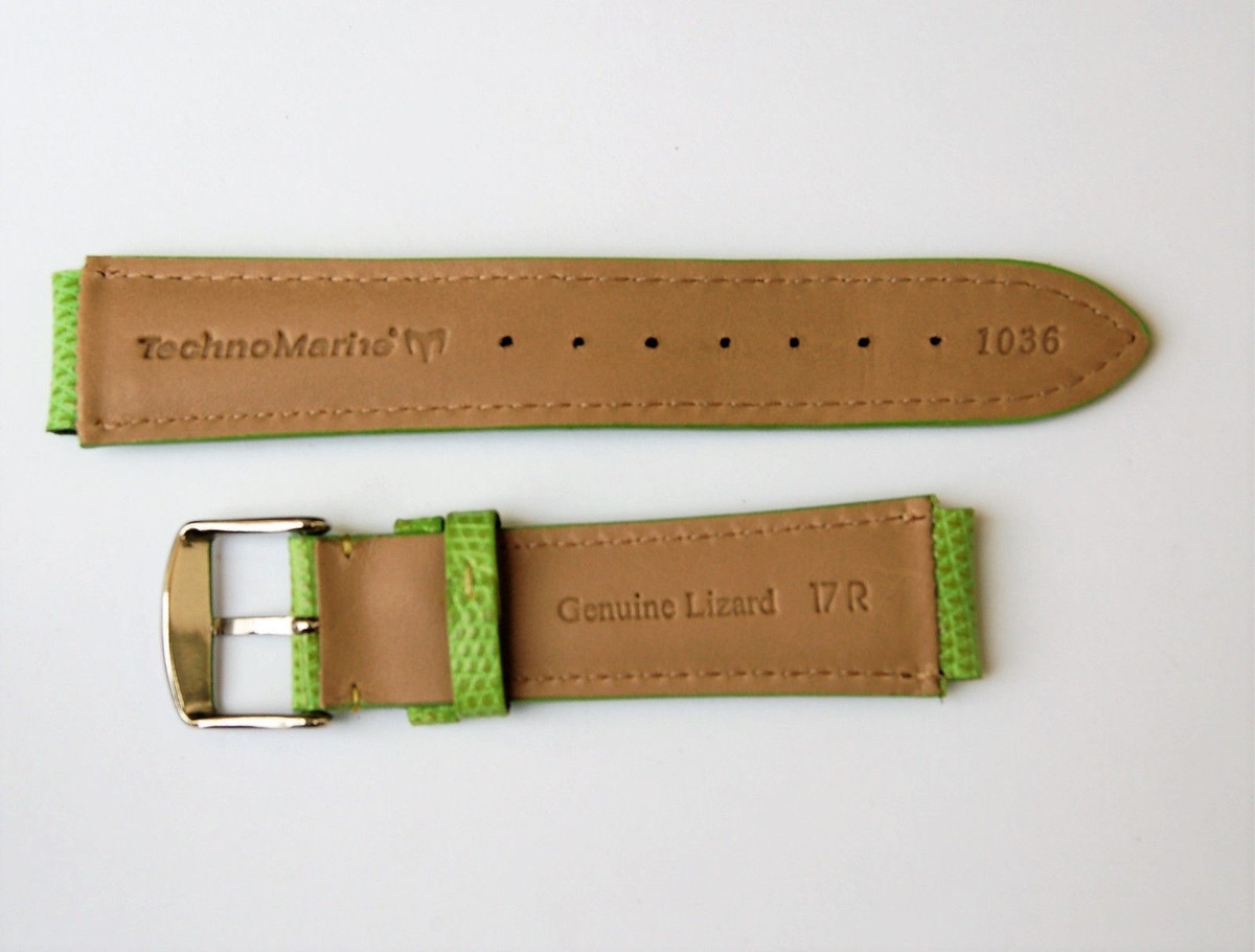 COPY - TechnoMarine green patent watch band NEW TECHNOMARINE Watch Band Genuine Leather 17mm Lugs Yellow  main image 3