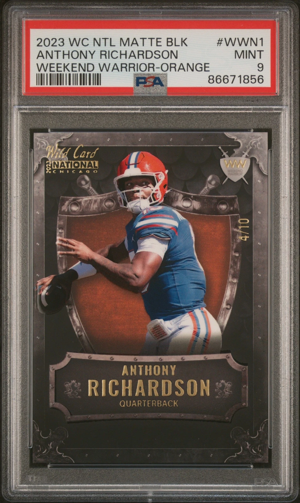 Anthony Richardson Wild Card National Matte Black Weekend Warrior #WWN1 Orange