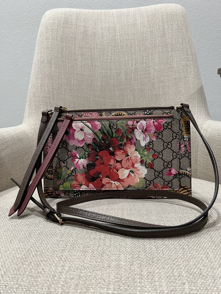 GUCCI BENGAL TIGER AND BLOOMS DOUBLE ZIP CROSSBODY BAG | eBay GUCCI BENGAL TIGER AND BLOOMS DOUBLE ZIP CROSSBODY BAG | eBay