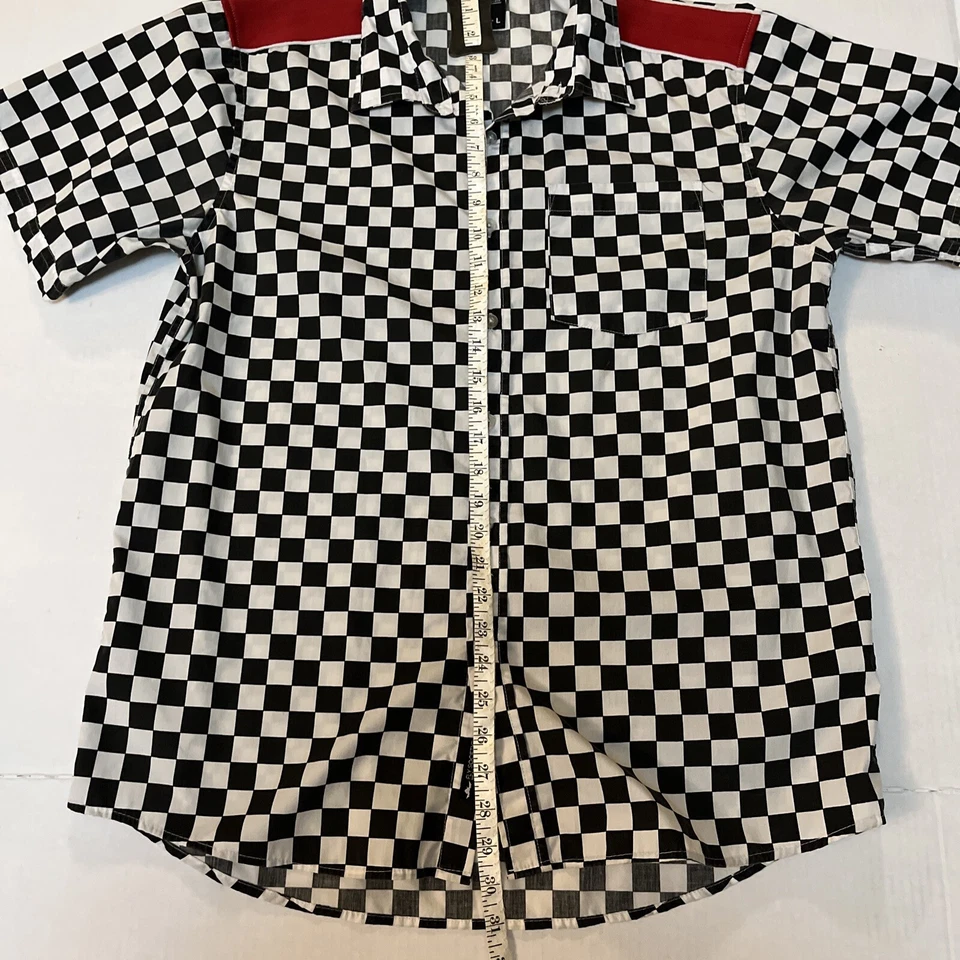 Fly Society 方格纽扣前衬衫男式 L 街头服装 — 第 2/4 张图片