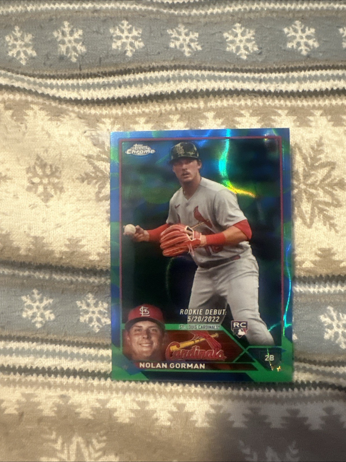 2023 Topps Chrome Update - Nolan Gorman - Rookie Debut Blue & Green Lava - /125