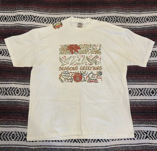 Vintage Single Stitch Oneita Next Graphics Inc Seasons Greetings Christmas Shirt