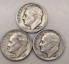 1954 P, D, S ROOSEVELT DIMES 10C (#311) circulated, ungraded
