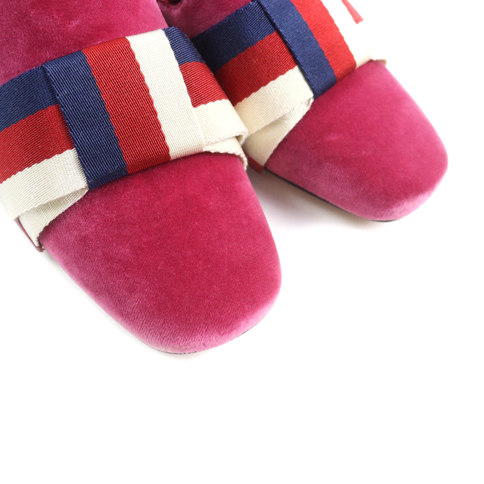 GUCCI 496562 Web ribbon bijou square toe velor mule sandals pink 35 and storage thumbnail 8