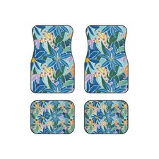 Blue Floral Pattern Car Mats