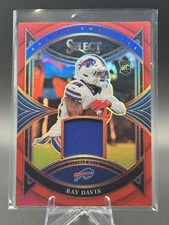 Ray Davis 2024 Panini Select Rookie Swatches Red Prizm MEM RC Bills