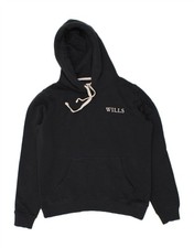 JACK WILLS Womens Hoodie Jumper UK 12 Medium Navy Blue Cotton BV07