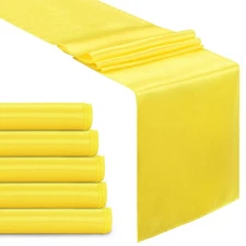 5 Pack 12x108 Inch Yellow Satin Table Runners, Silk, Wedding, Party, Reception