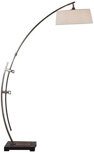 Modern Arc Floor Lamp 73 1/2" Tall Dark Bronze Beige Drum Shade for Living Room - Picture 2 of 4