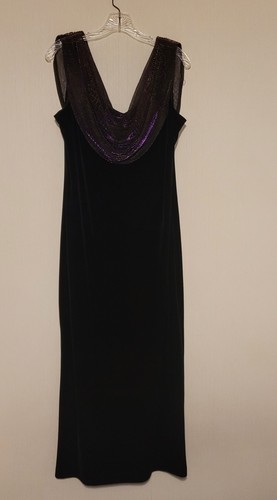 Size 14 Black Purple Sleeveless Long Dress Wedding Prom Formal Gown - Picture 7 of 12