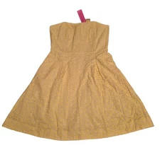 NWT Lilly Pulitzer Eyelet Yellow Blossom Pineapple Juice Fit N Flare Dress Sz 8