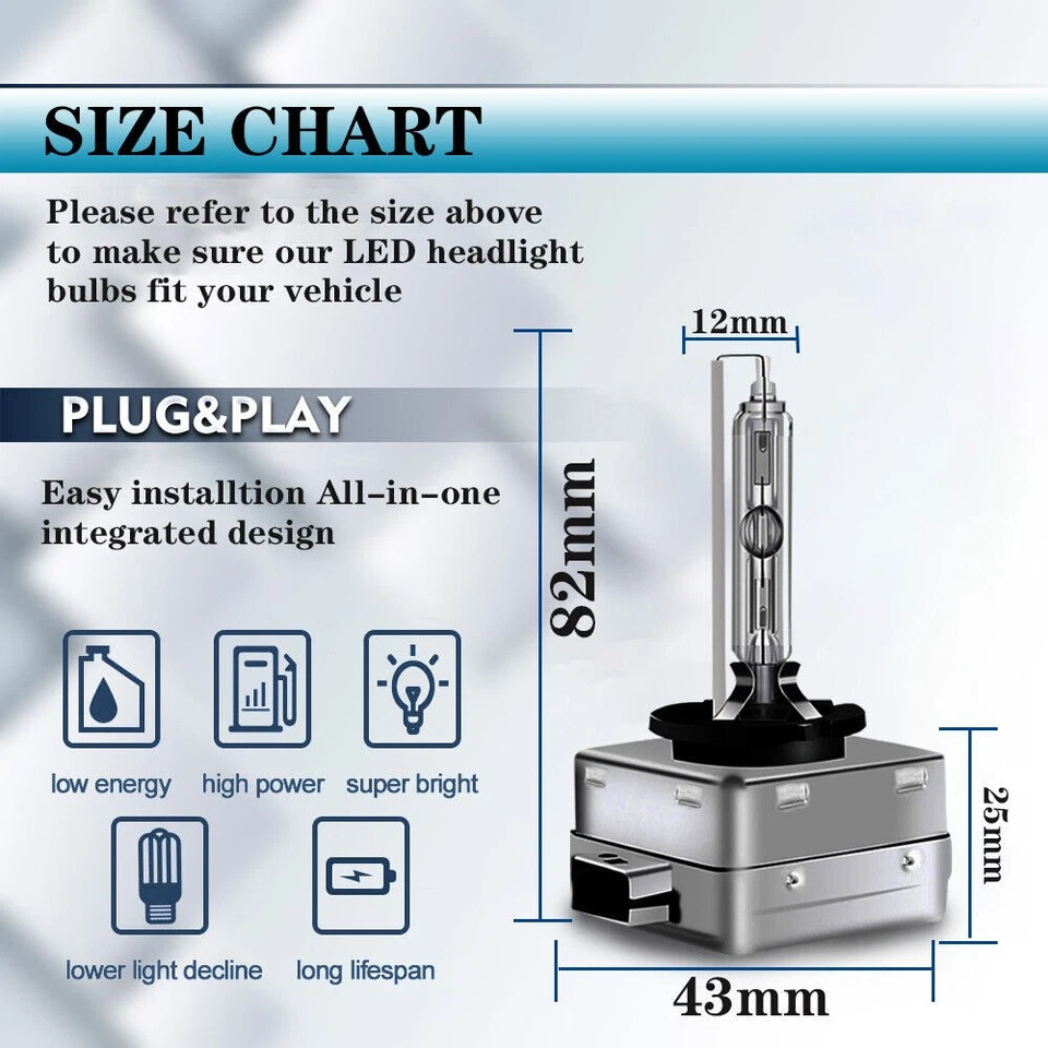 Juego de 2 bombillas de haz alto y bajo 6000K para Buick Enclave 2008-2012 2X D1S Foto 3 de 4