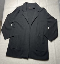 Quince Women's Black Organic Cotton Knit Blazer Jacket Cardigan Sz Medium