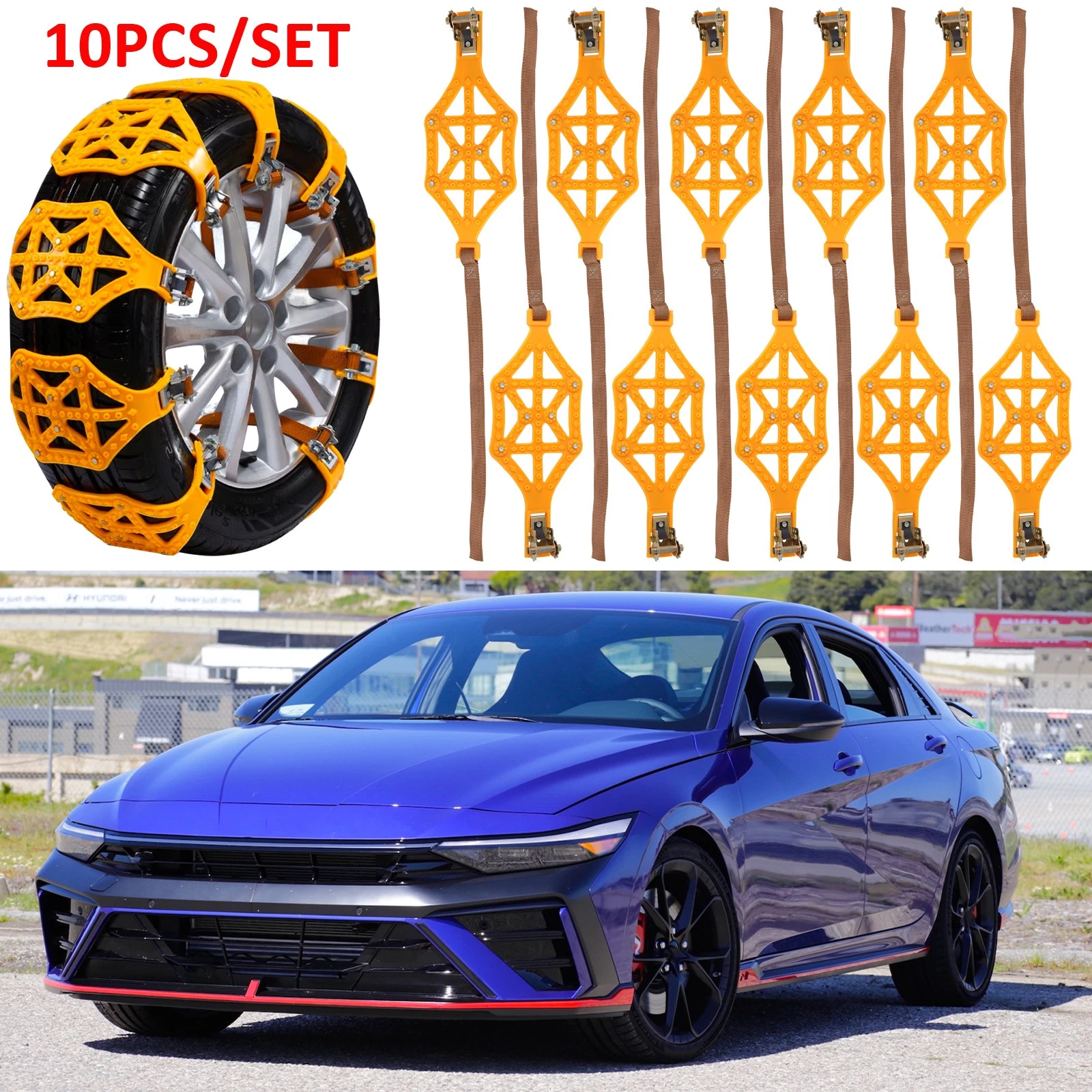For Hyundai Elantra 10X Car Wheel Snow Tire Chain Anti Skid Winter Emergency Mud