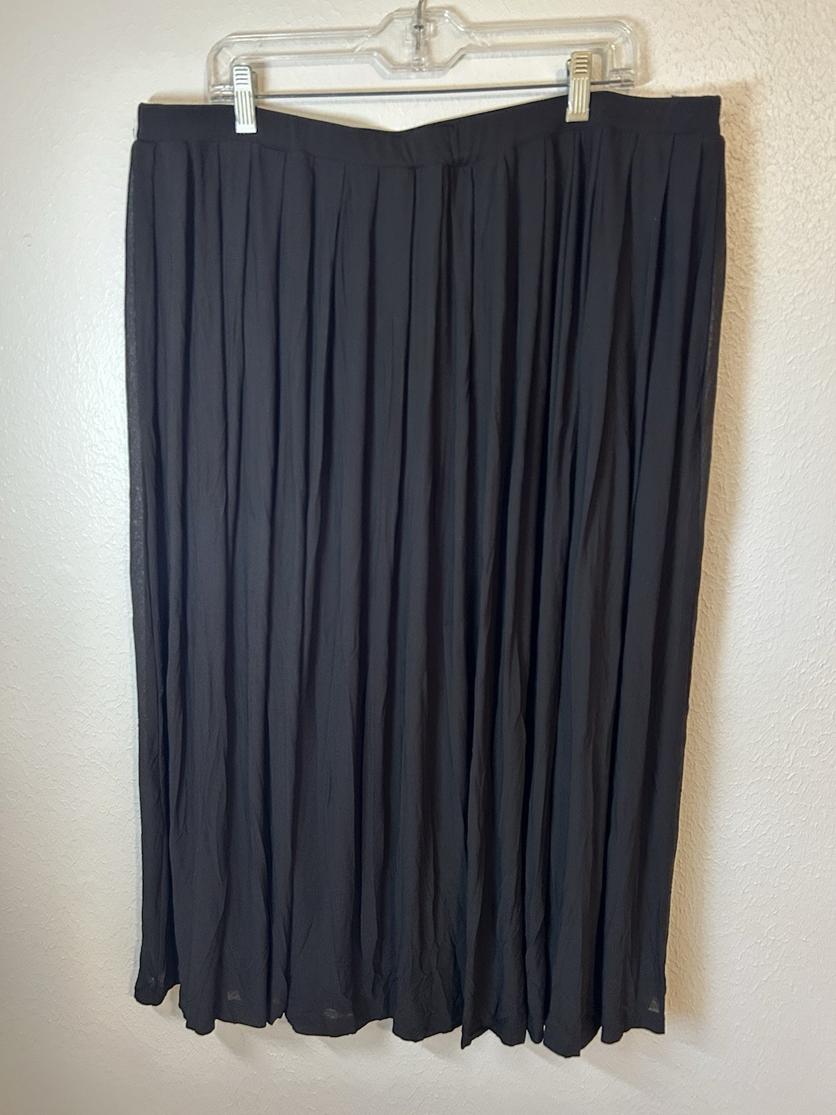 NWT Eileen Fisher Black Crushed Silk Pleated F/L Skirt 2X #4