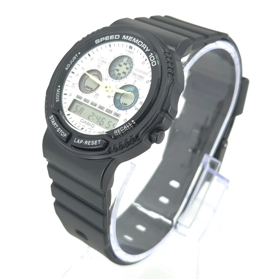 OROLOGIO NOS CASIO AW-20-7GV SPEED MEMORY 100 WR 50M VINTAGE ANA-DIGI COREA 1989 - Immagine 2 di 4