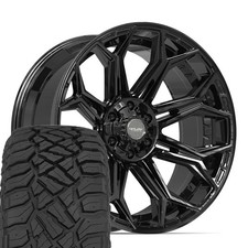 4p83 Black 22x10 Wheels 33x12.50r22 Rt Tires Set 6 Lug Fits Chevy Gmc Ram 4p83 Black 22x10 Wheels 33x12.50r22 Rt Tires Set 6 Lug Fits Chevy Gmc Ram