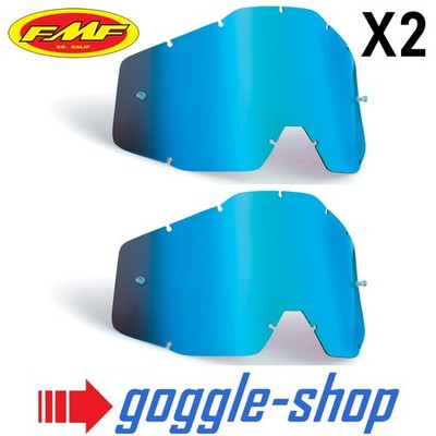 FMF Powerbomb Powercore 100% Gen 1 Motocross Brille Linse - Blau Spiegel x2