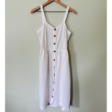 Loft White Linen Blend Boho Dress 8