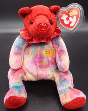 Ty Beanie Baby Happy Birthday JULY Ruby Bear Plush RETIRED 2001