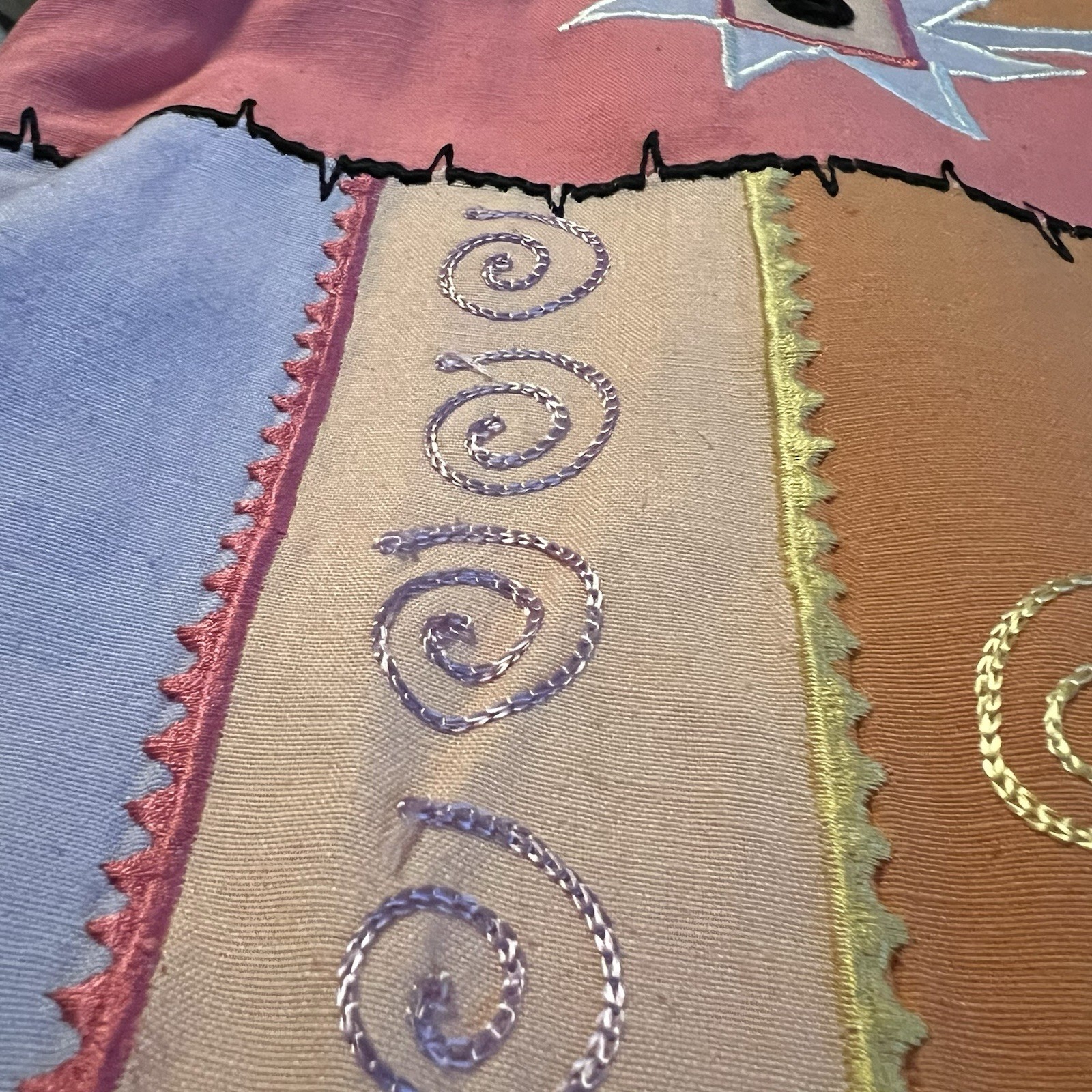 Indigo Moon Patchwork Jacket Size S Button Up Emb… - image 10