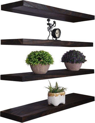 Wood Floating Shelves for Wall Decor, Rustic Wall Shelves for Bedroom Bathroo...