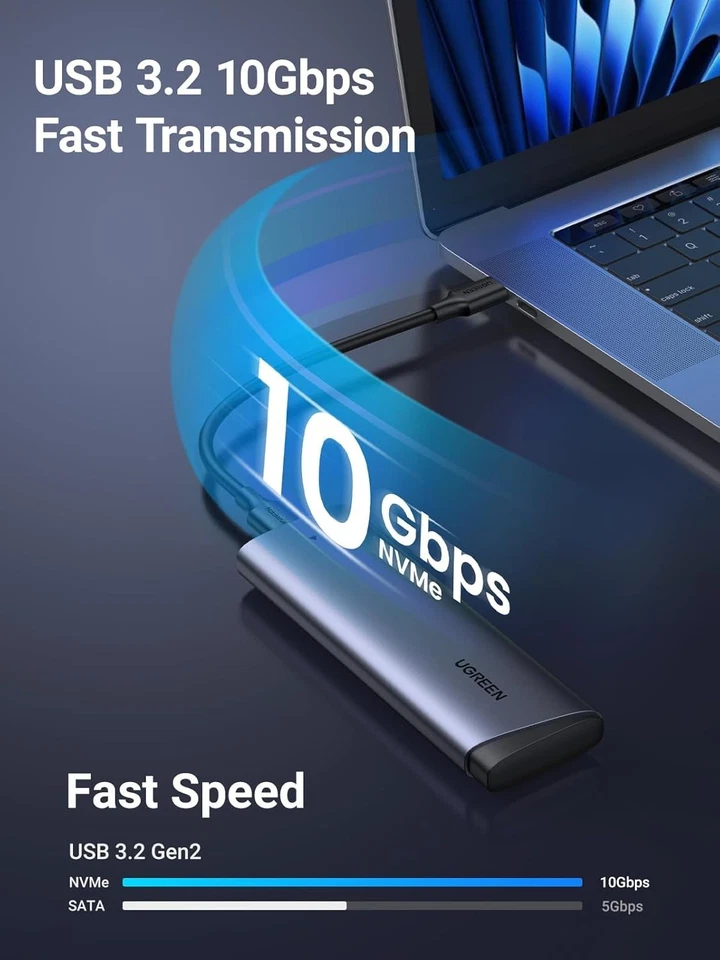 Intelligentes NVMe M.2 SSD Gehäuse mit automatischem Energiesparmodus, 10 Gbps - Bild 4 von 4