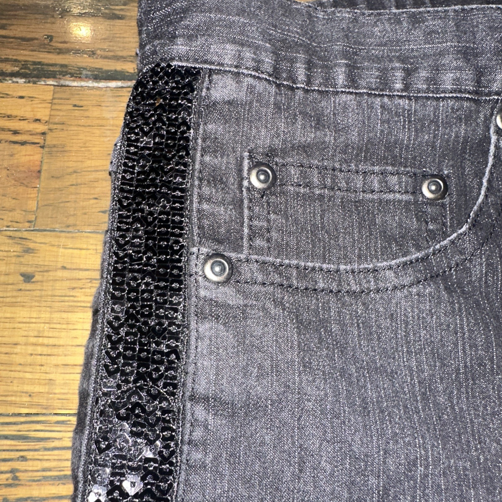 Ruby Rd Black Magic Sequined Stripe Straight Leg … - image 13