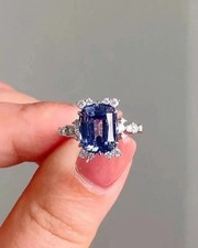 2.60Ct Cushion Cut Natural Tanzanite Diamond Halo Wedding Ring 14K White Gold 7