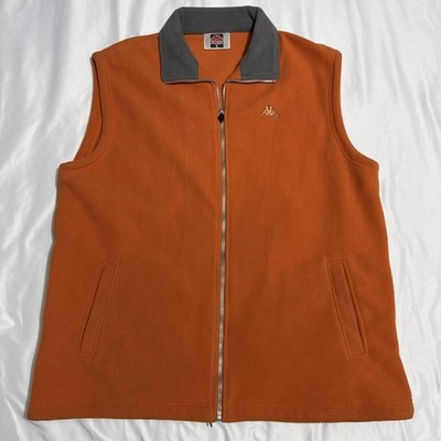 Kappa Fleece Vest Men s Size Large Orange Soccer Sports Full Zip Embroidered