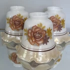 Vintage MCM Ruffled Milk Glass Lamp Shades Ceiling Light Fixture Ceramic Shade