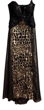 Panoply 14317 Strapless 14 Leopard Sequin Formal Prom Quincea era Gown Dress New