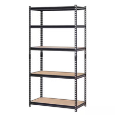 5-Shelf Heavy Duty Adjustable Metal Garage Storage Shelving Unit in Black 36 In