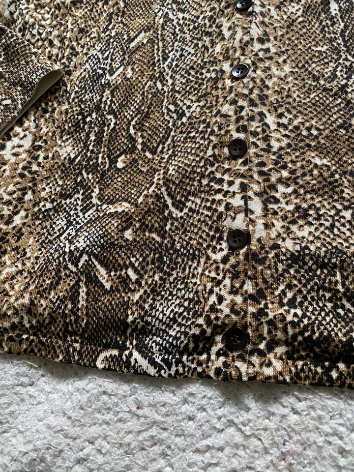 Jones New York Mujeres Piel de Serpiente Manga Larga Cárdigan Suéter Multicolor Talla XL Foto 2 de 4