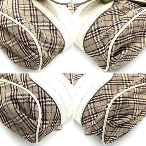 Burberry Blue Label Shoulder Bag Check Logo Beige Nylon Beige From Japan - Bild 5 von 24